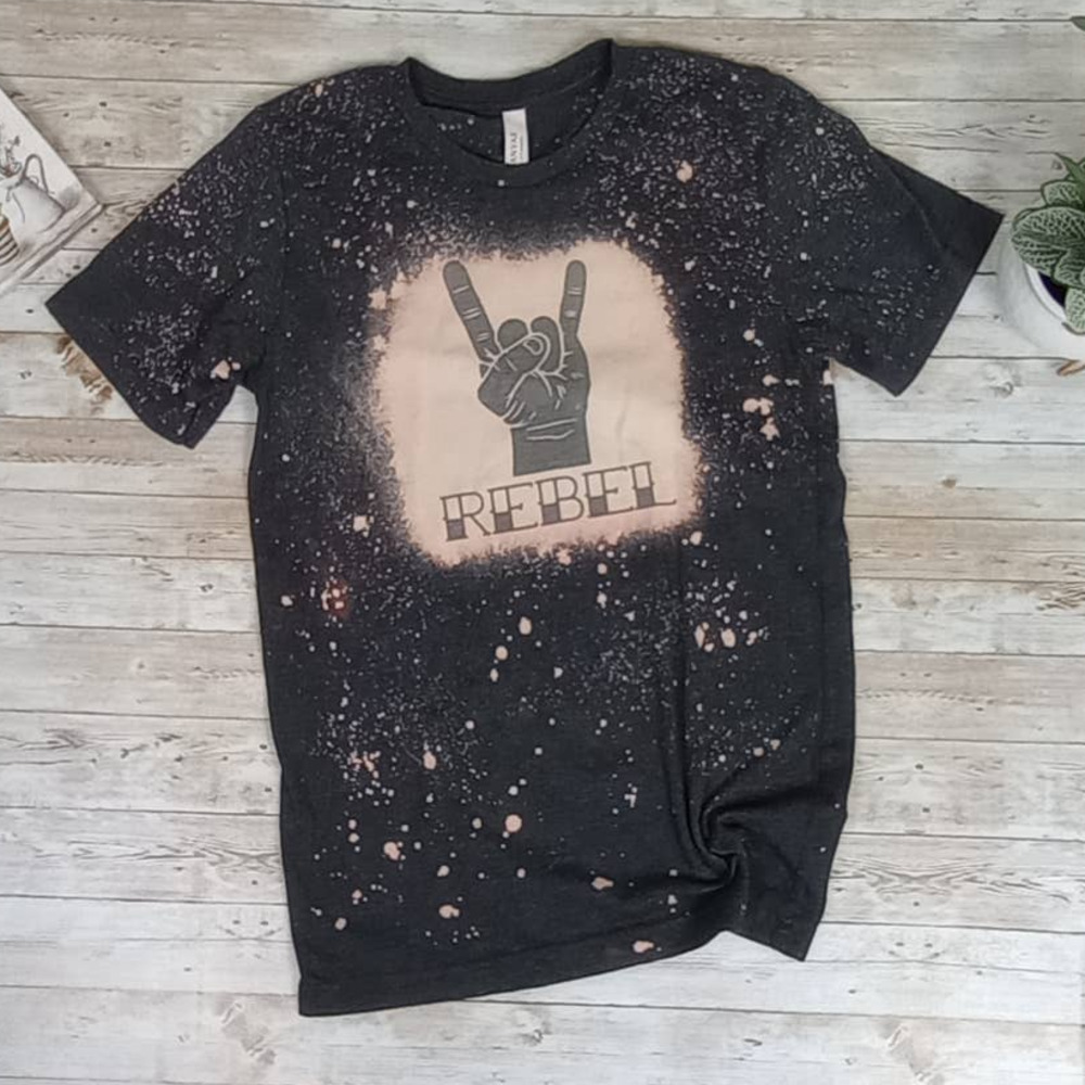 BELLA Canvas Women's Rebel Gray Bleach Tie Dye Short Sleeve‎ Shirt Size S